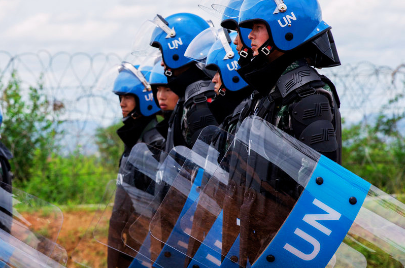 UN peacekeepers in South Sudan conduct a riot control training exercise in May 2015. Source: Flickr/Creative Commons, United Nations Photo.