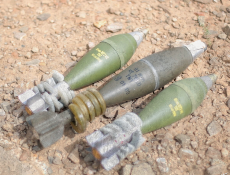 mortars on the ground