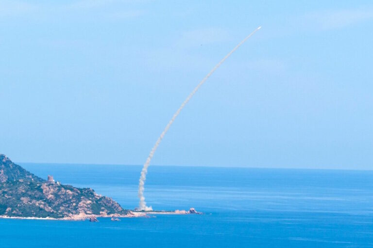 Launch of 2 million ASTER 30 missile from Quirra 30 May 2025 which was lost due to an error in the Mediterranean sea. Image Credit: Report Difesa.